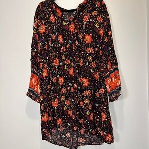 Old Navy Black Floral Print Shift Dress with Multicolor Floral and Paisley Print